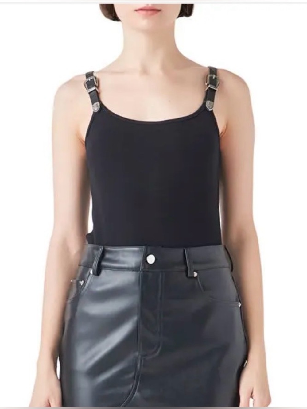 GREY LAB Black Scoop Neck Tank Top